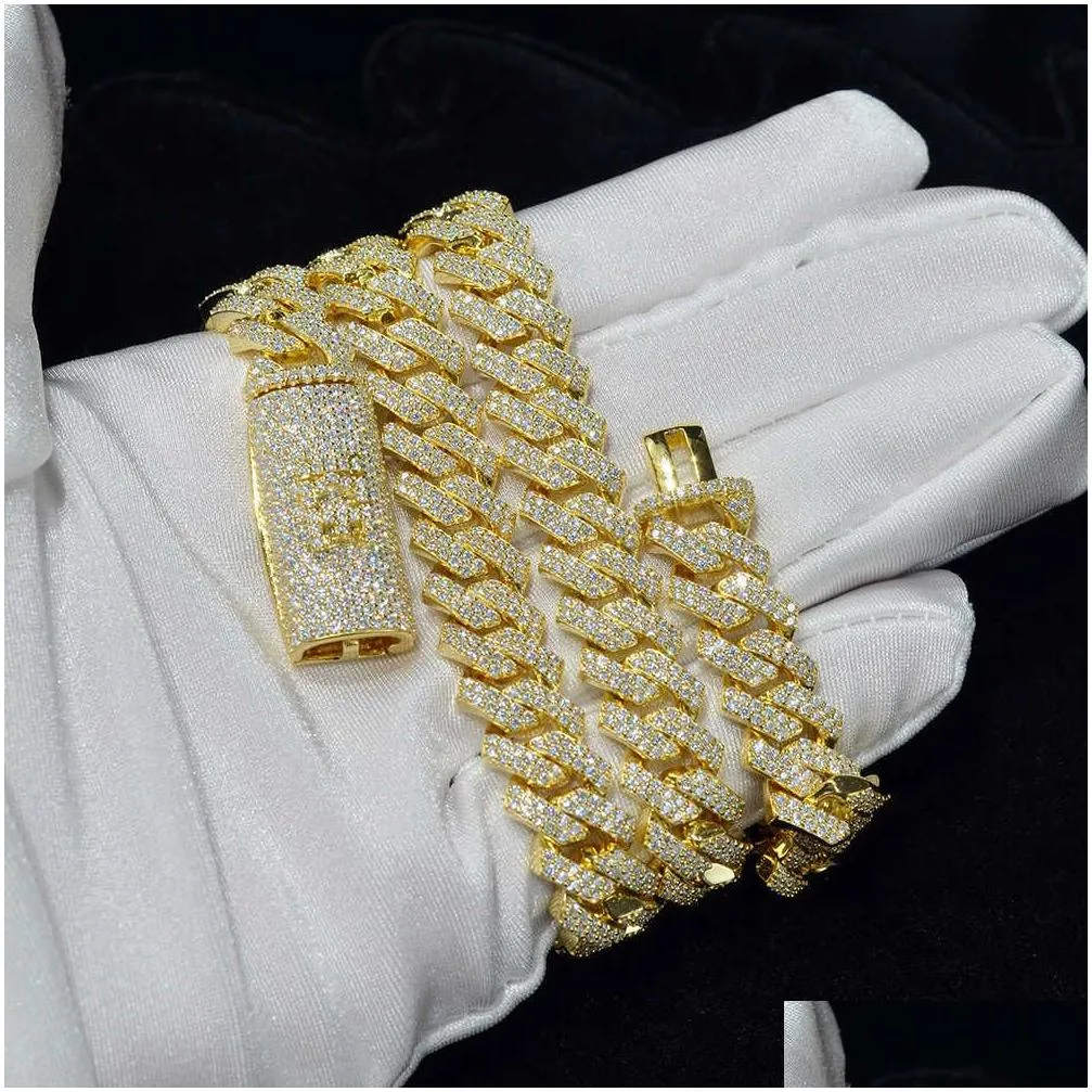 pendant necklaces 10mm moissanite cuban chain fast round brilliant cut 10k 14k solid gold cuban link chain for men women