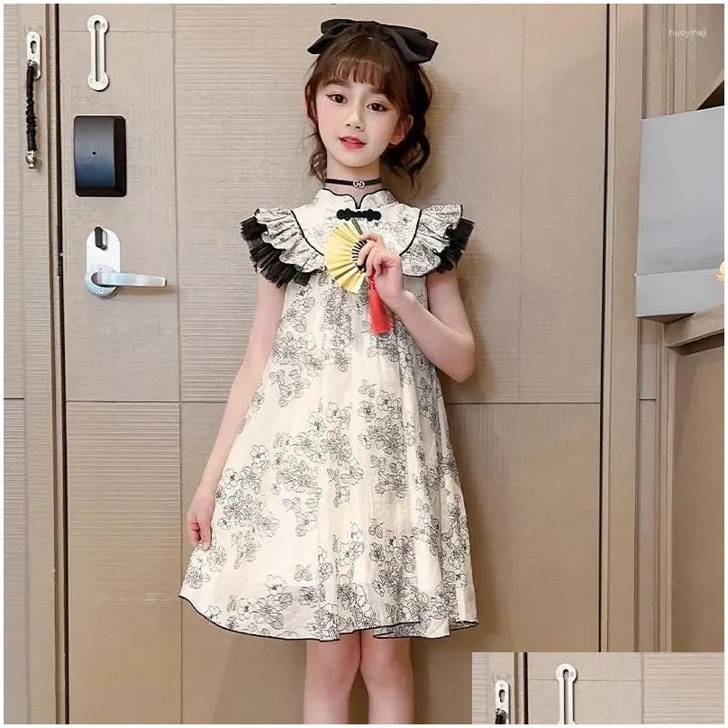 Girl Dresses 2024 Eid Al Fitr Girls` Dress Printed Sweet Children`s Summer Clothes Kids For Girls