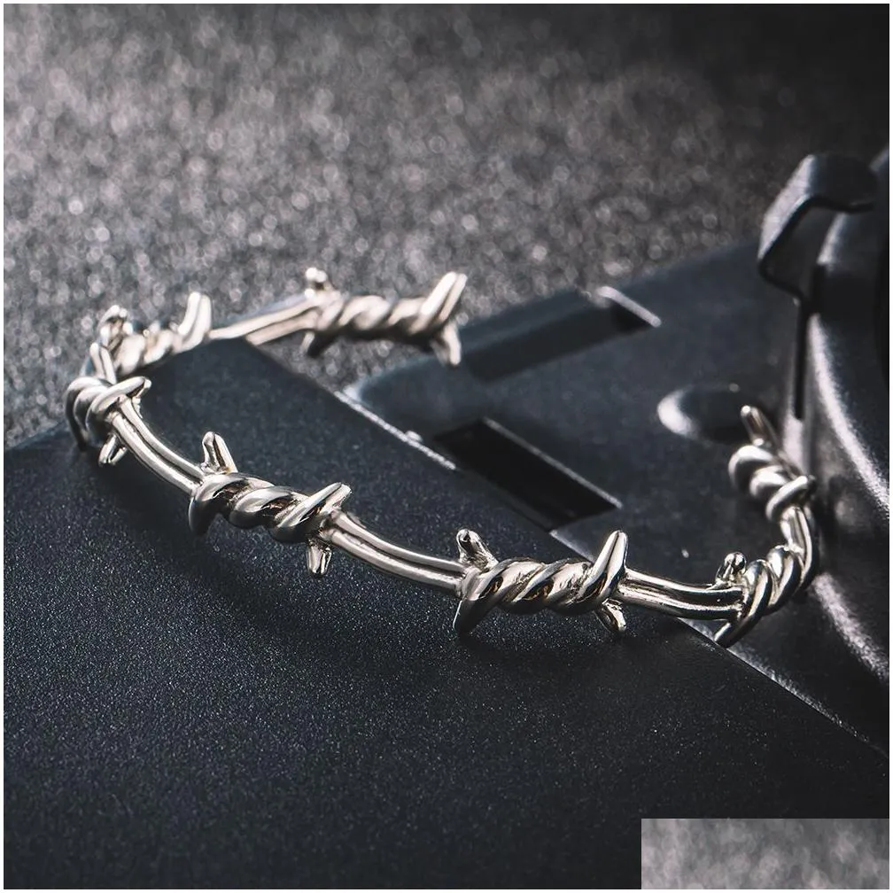 stainless steel chain link bracelet wristband bangle jewelry punk style barbed wire little thorns choker gifts