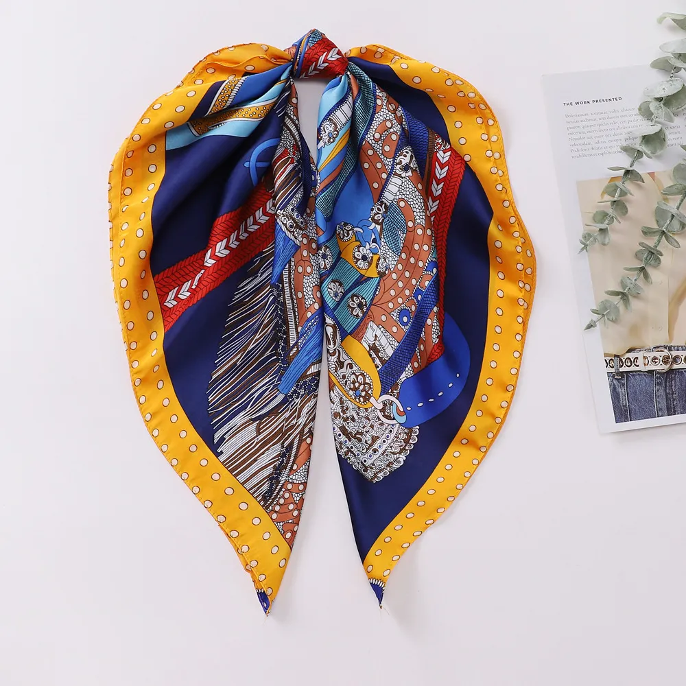 Scarves 20Style 7070Cm Designer Letters Print Floral Silk Scarf Headband For Women Fashion Long Handle Bag Paris Shoder Tote Lage Ri Ot3My