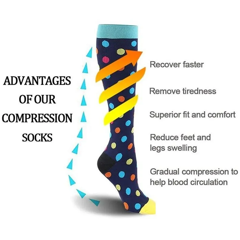 Men`S Socks 3/6/7 Pairs/Pack Compression Stocking Women Knee High Edema Anti Fatigue Diabetes Varicose Veins Summer Running Sports 22 Dhrvy