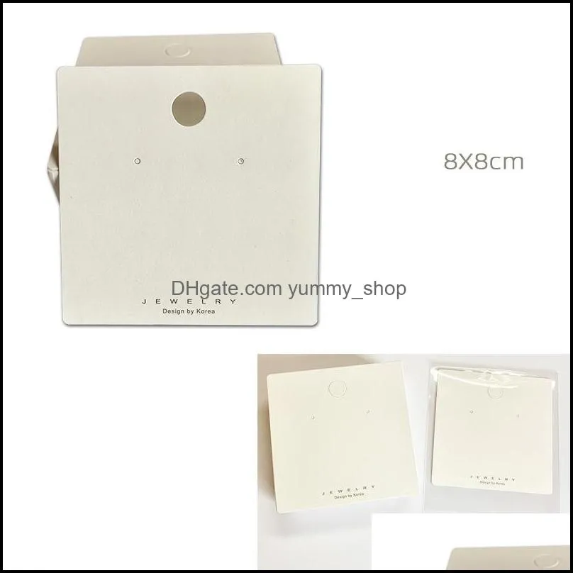 Tags, Price Card 8X8Cm White Diy Blank Earring Necklace Hair Clip Display Jewelry Packing Organizer Anti-Lost Hanging Paper Packaging Dhcep