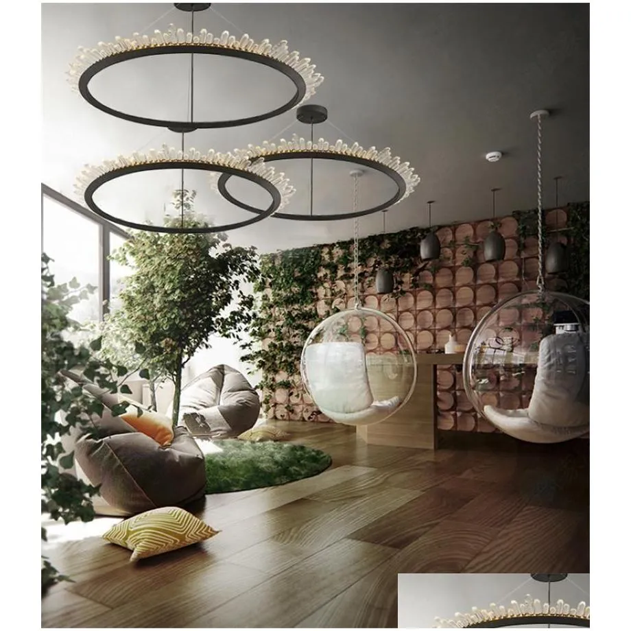 Chandeliers Modern Crystal LED Round Dining Room Living Lamp Villa Art Handing Lamps Gold SUN Suspension PA0729-B