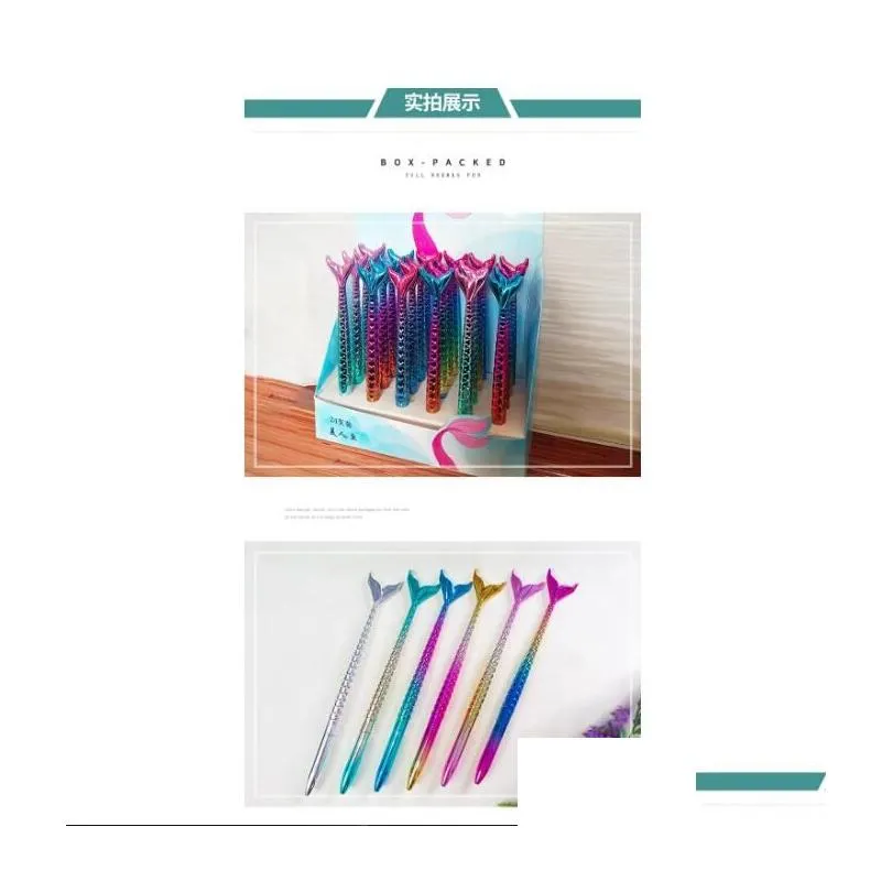 wholesale Wholesale Kawaii Colored Mermaid Bullets 1mm ballpoint pen Cute imitation needle 0.5mm gel pen Office School student supplies Promotional Christmas