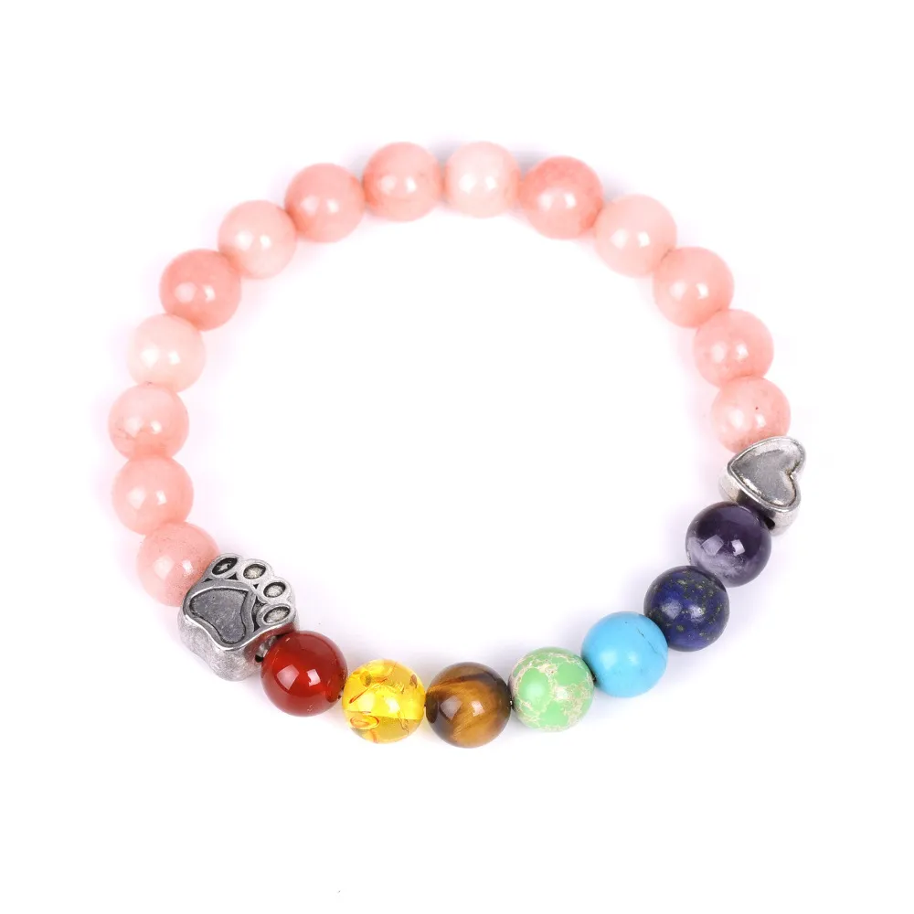 Beaded 8Mm Women Men Designer Strand Bracelets Heart Paw Natural Stone Healing Crystal Stretch Bracelet Precious Gemstone Drop Delive Otort