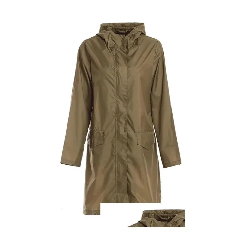 Rain Wear Freesmily Women`s Stylish Raincoat Waterproof Poncho with Hood and Pockets 231025