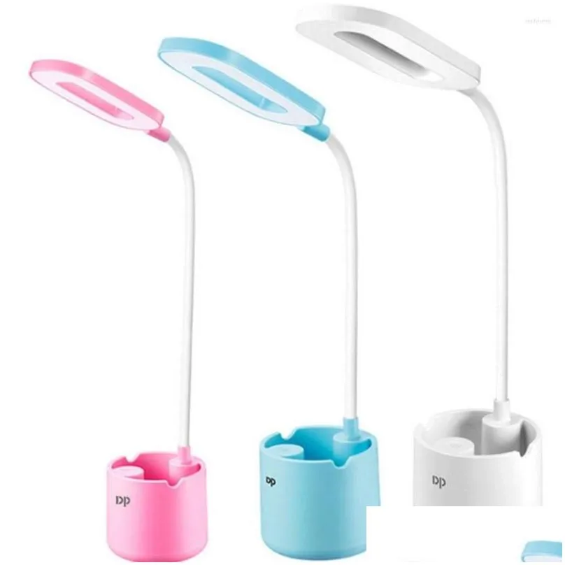 Table Lamps Dimmable Desk Lamp USB Pen Holder LED Reading Light Rechargeable Eye-care Lights Student Kids Study Bedroom Lighting