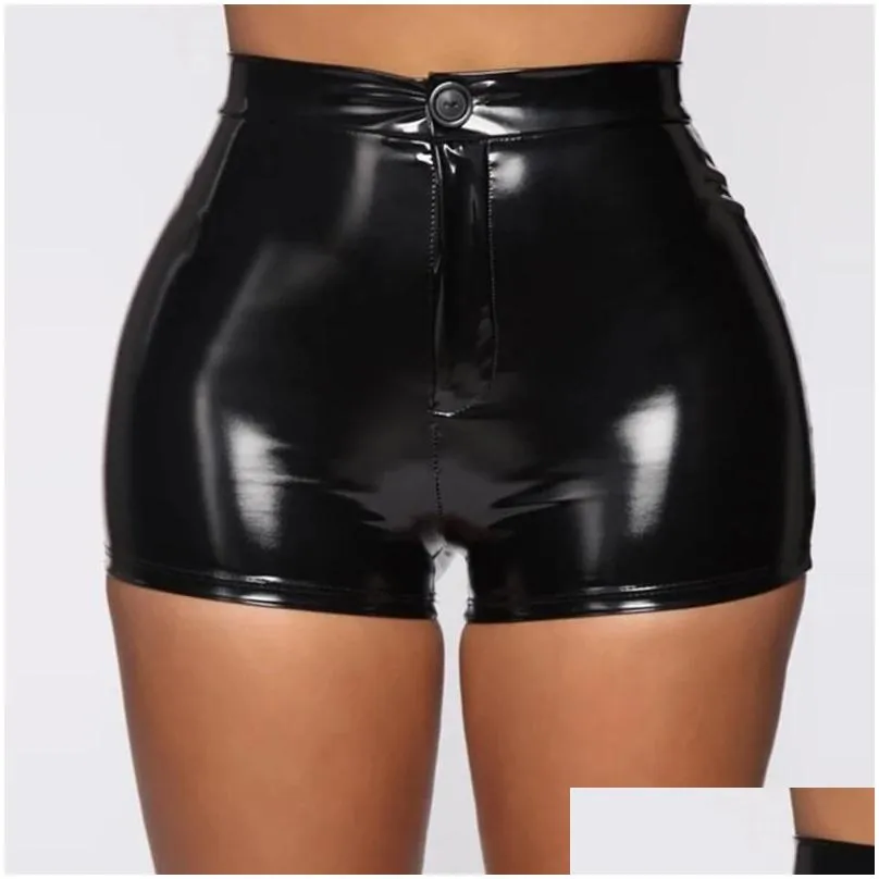 Women`S Shorts Glossy Bag Hip Latex Y Bottom Underwear Women High Waist Leather Pants Short Erotic Shiny Sha Pvc Drop Delivery Appare Dham1