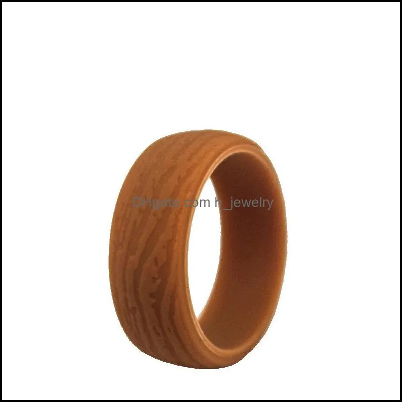 Band Rings Mens Sile 8.7Mm Tree Bark Flexible Rubber Ring Rustic Wedding Bands 5 Colors Drop Delivery Jewelry Dhgarden Dhvwk