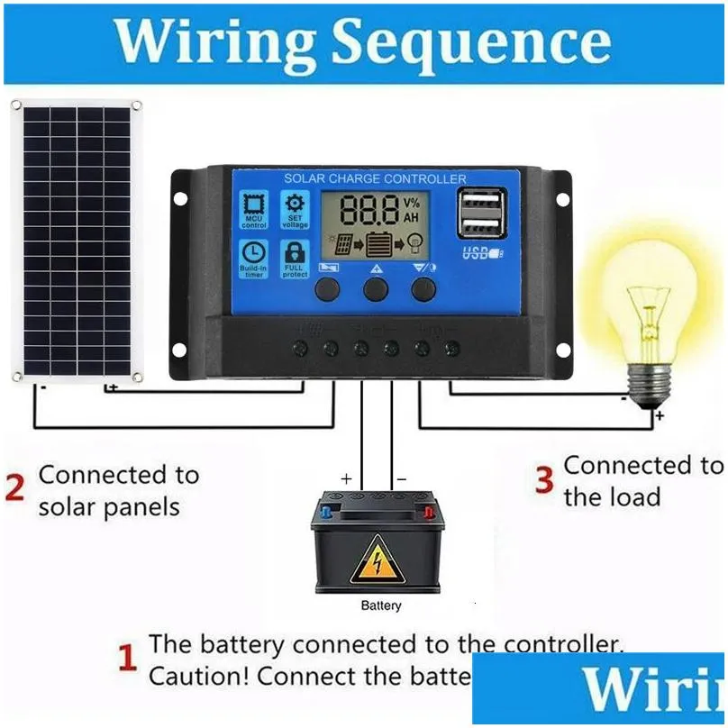 Solar Panels Portable 300W Panel Kit 12V Usb Charging Interface Board With Controller Waterproof Cells For Phone Rv Car Drop Delivery Dhst4