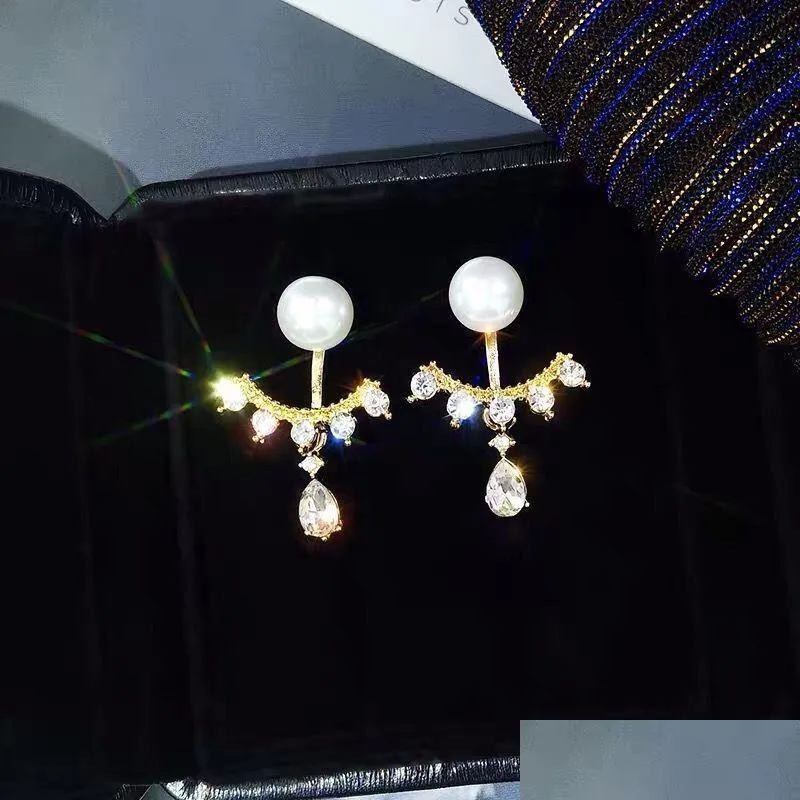 New Fashion Trend Exquisite Super Flash Rhinestone Stud 14k Yellow Gold Earrings Ladies Senior Jewelry Couple Birthday Party Gift