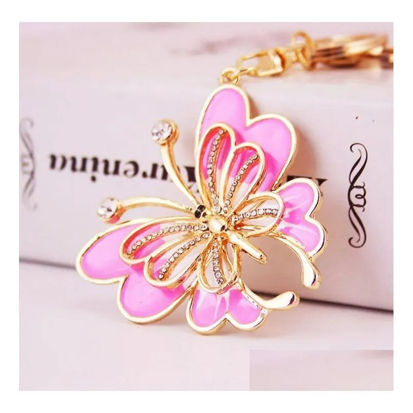 Keychains & Lanyards Compare With Similar Items Bling Crystal Butterfly Pendant Keychain Insects Key Chain Metal Ring Gift 4 Colors D Dhsa5