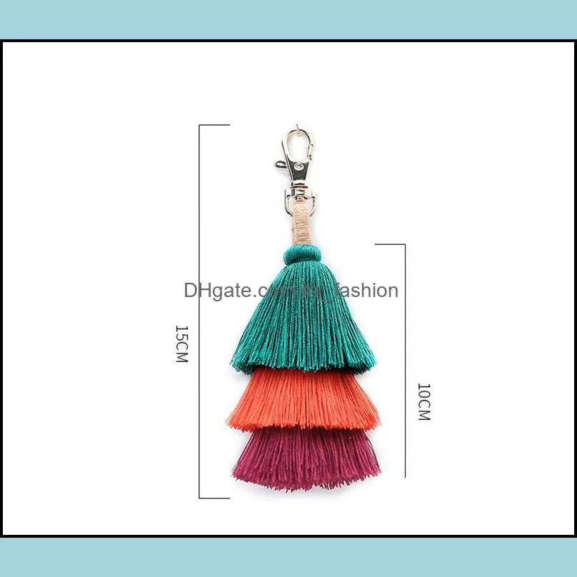 Keychains Tassels Keychain Key Rings Handmade Mix Color Cotton Tassel Women Handbag Charm Fashion Jewelry Accessory Drop Delivery Acc Dhadb