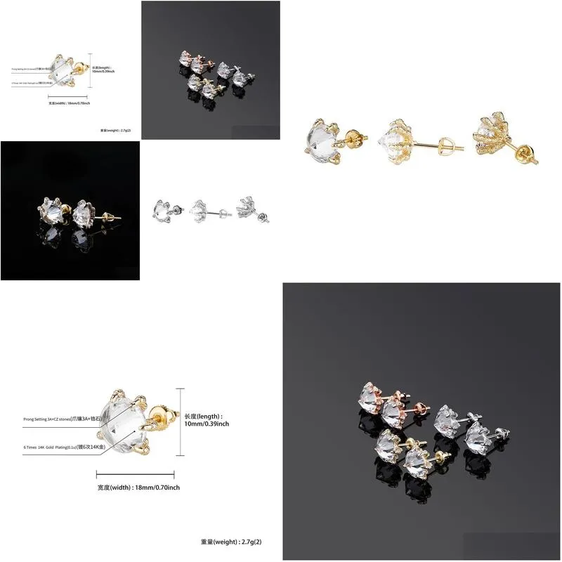 Dragon Claw Diamond Earrings Mens Womens Gold Stud Earrings Fashion Hip Hop Jewelry