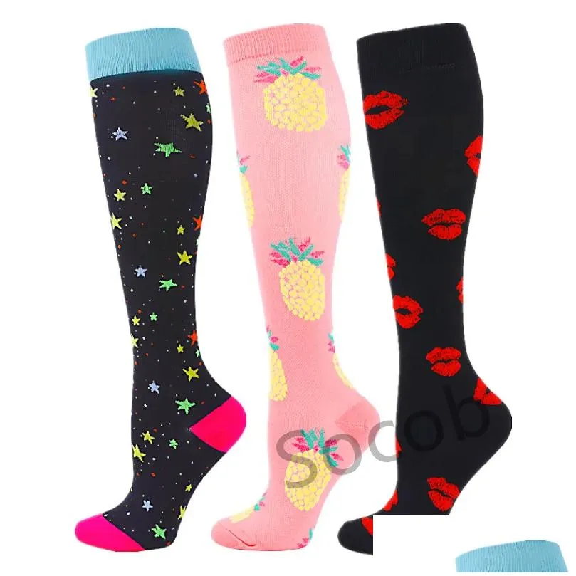 Men`S Socks 3/6/7 Pairs/Pack Compression Stocking Women Knee High Edema Anti Fatigue Diabetes Varicose Veins Summer Running Sports 22 Dhrvy