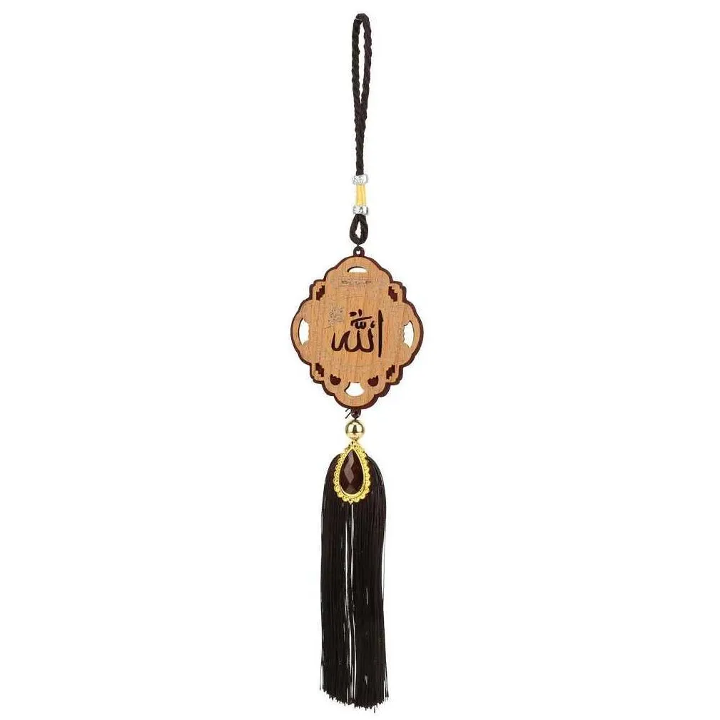Garden Decorations Hanging Ornaments Imitation Wood Interior Islamic Mirror Pendants Home Room Decoration R230613 Drop Delivery Dhvfh