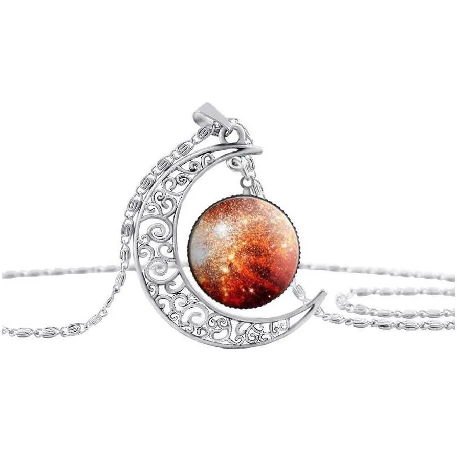 Pendant Necklaces New Vintage Starry Moon Outer Space Universe Gemstone Mix Models Ship Drop Delivery Jewelry Pendants Dhta9