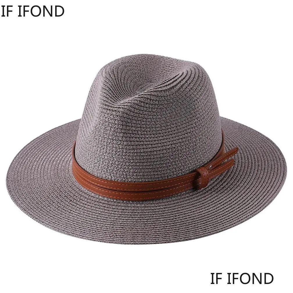 Wide Brim Hats Bucket 56-58-59-60Cm Natural Panama Soft Shaped St Hat Summer Womenmen Beach Sun Cap Uv Protection Fedora Drop Deliver Dhodf