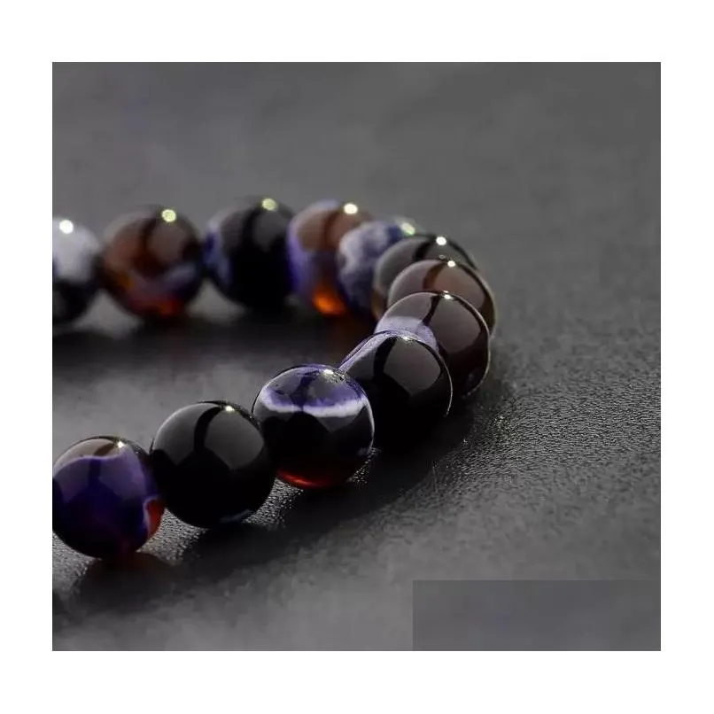 Beaded Natural Volcanic Stone Bracelets 8Mm Women Strands Colorf 7 Chakra Yoga Nce Beads Buddha Prayer Elastic Bracelet Fashion Men J Dhzlr