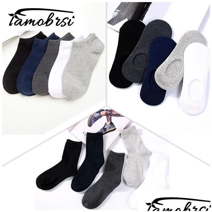 MenS Socks 5 Pairs Solid Classic Casual Travel Business Work White Black Invisible Short Style Lot Pack Gifts For Men 100 Cotton Soc