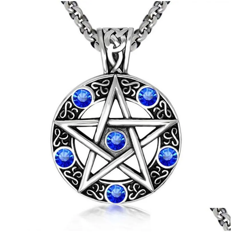 pentagram satanic symbol necklace satan worship pendant vintage diamond necklaces jewelry wholesale