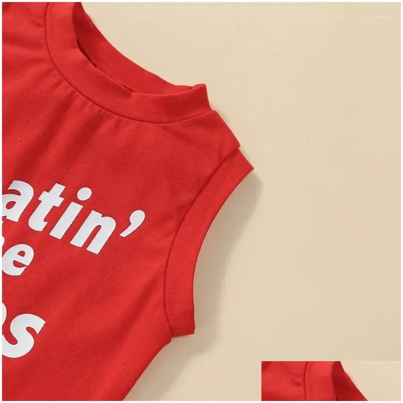 Clothing Sets Infant Toddler Baby Girl Clothes Set Letter Sleeveless Tank Tops Vest Stripe Shorts Headband Waistband Outfits