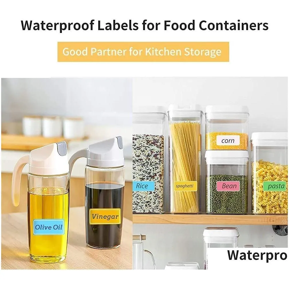 wholesale Assorted Colors Waterproof Removable Labels Self-Adhesive Rectangular Stickers Water/Oil/Tear Resistant for Food Containers Kitchen Storage