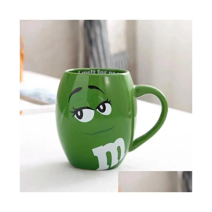 Top 600mL m&m Beans Coffee Mugs Tea Cups and Mugs Cartoon Cute Expression Mark Large Capacity Drinkware Christmas Gifts