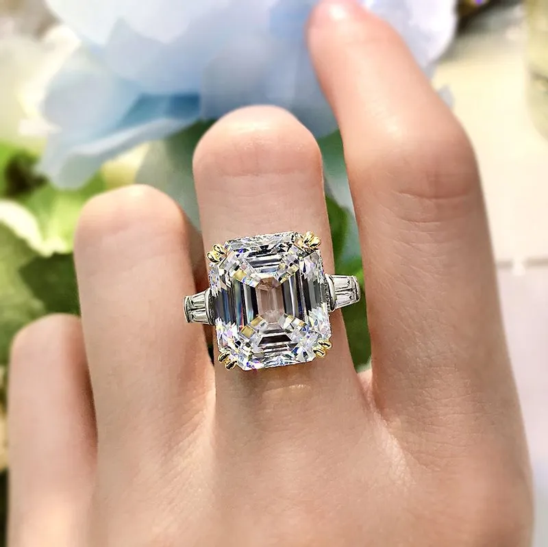 Original 925 Silver Square ring Asscher Cut Simulated Diamond Wedding Engagement Cocktail Women topaz Rings finger Fine Jewelry