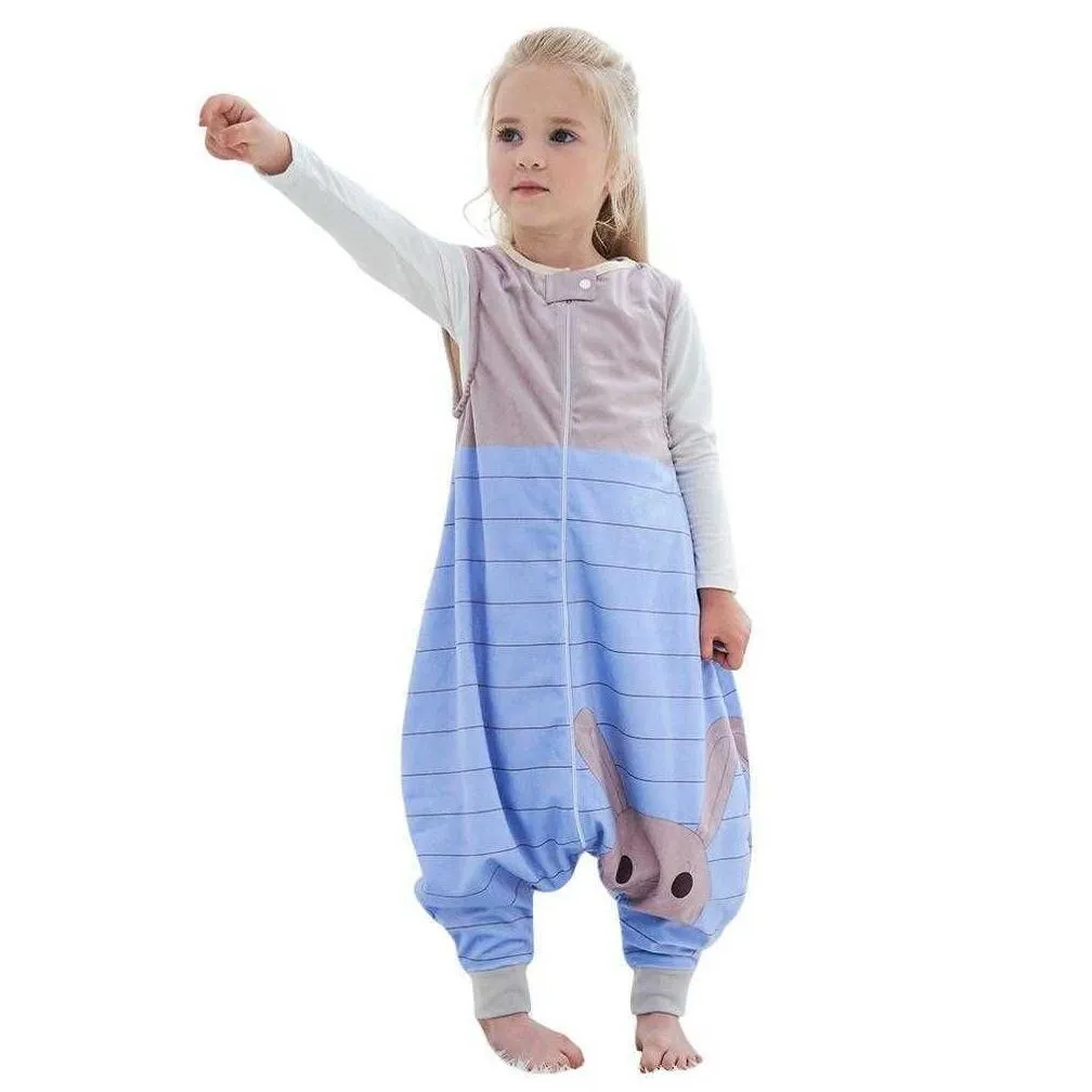 Jumpsuits Toddler Cartoon Clothes Spring Autumn Sleeping Bag Flannel Baby Girl Pajamas Boys Sleep 2 4 6 Years 210910