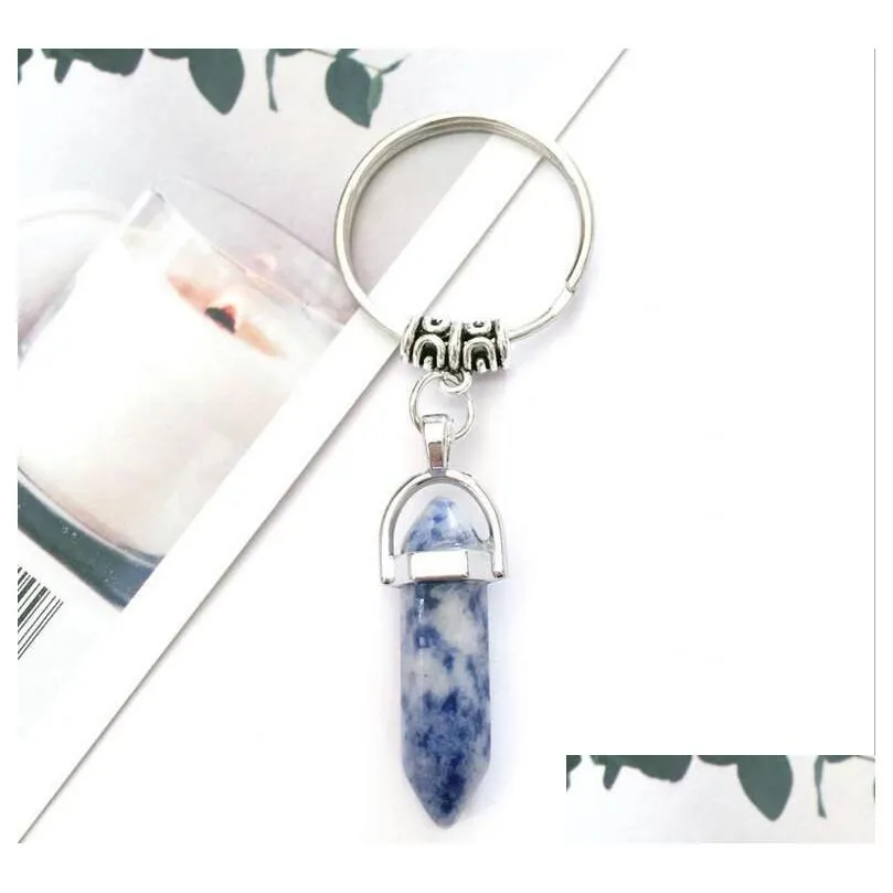 Keychains & Lanyards Charms Natural Stone Keychain Fashion Car Keyholder Handbag Hangs Boho Jewelry For Men Drop Delivery Accessories Dhomd