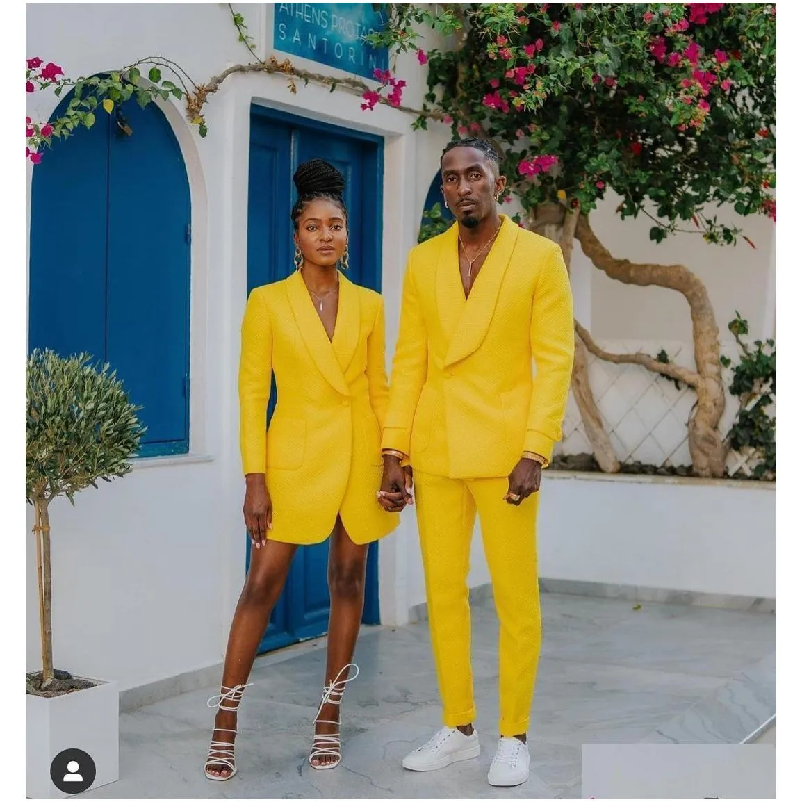 Men`S Suits & Blazers Mens Yellow Blazer Set Shawl Lapel Tuxedo Beach Wedding Man Suit 2 Piece Formal Costume Homme Custom Terno Masc Dhu6X