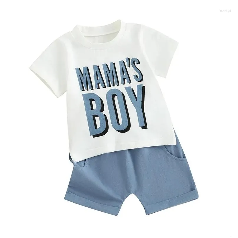 Clothing Sets Baby Boys Shorts Set Short Sleeve Letters Print T-shirt With Elastic Waist Summer Outfit