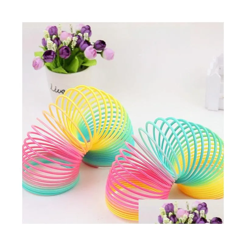 Decompression Toy Wholesale Rainbow Spring Toys Anti- Funny Game Educational Folding Plastic Creative Magical For Children Drop Delive Dhubf