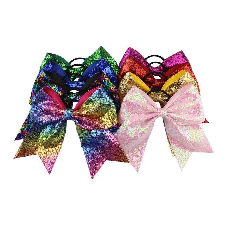 Hair Accessories 8 Inches Solid Ribbon Cheer Bow For Girls Kids Boutique Large Cheerleading Bows Children Sequined Drop Delivery Baby, Dholl