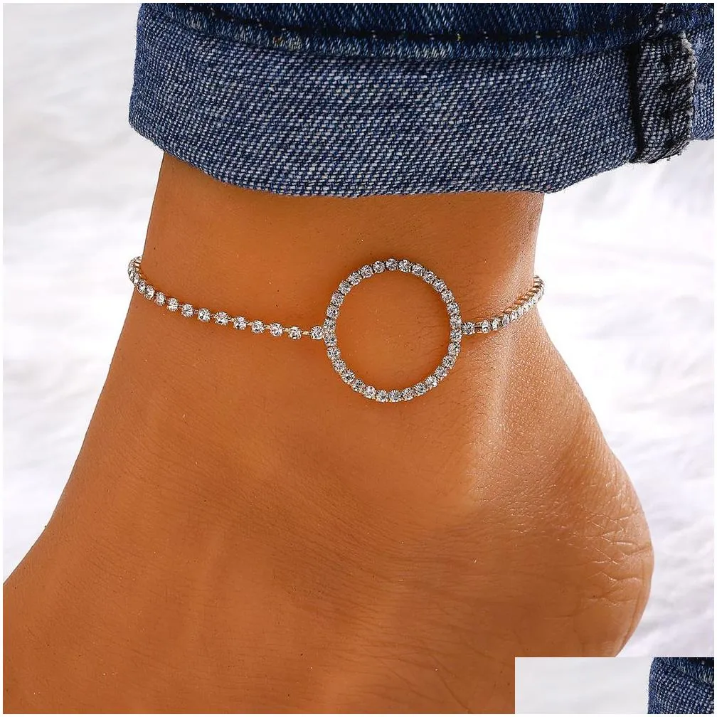 Anklets New Foot Jewelry Sier Anklet Link Chain For Women Girl Bracelets Fashion Wholesale Drop Delivery Dhacb