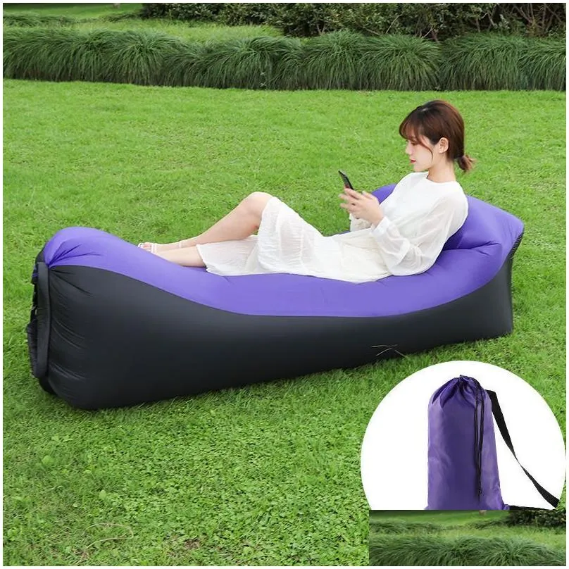 Sleeping Bags Portable Camping Inflatable Sofa Folding Chair Sleeping Bag Waterproof Ultralight Air Bed Outdoor Fast Folding Beach Lazy Bags