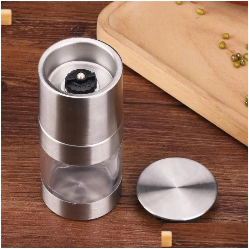 Mills Manual Pepper Mill Salt Shakers One-Handed Grinder Stainless Steel Spice Sauce Grinders Stick Kitchen Drop Delivery Home Garden Dhd0A
