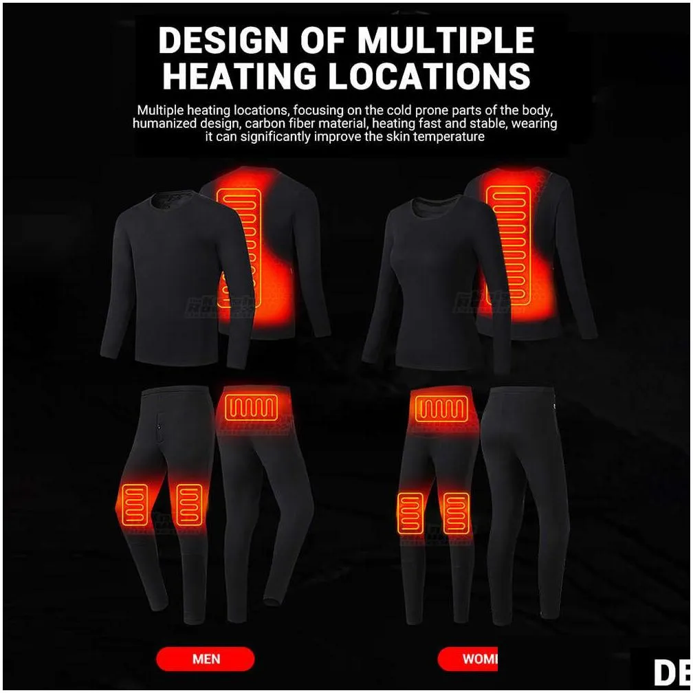 Men`S Vests Winter Thermal Heated Jacket Men Vest Self Underwear Usb Electric Heating Clothing Fleece S-5Xl Mens Ski Suit Drop Deliver Dhabk