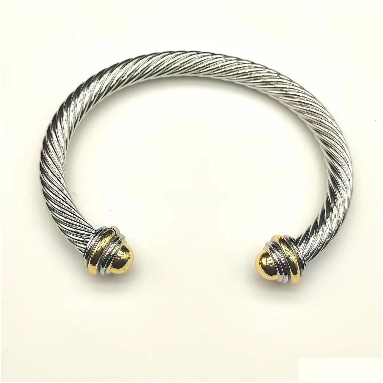 Bangle David eurman gelang pemisah warna kepala bulat 7MM dalam perak murni dengan lapisan emas mawar 18K 230907