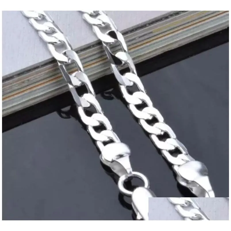 Chains Mens Jewelry 925 Sterling Sier Plated 4Mm 16-24Inches Chain Necklace Hiphop Drop Delivery Necklaces Pendants Dhzys