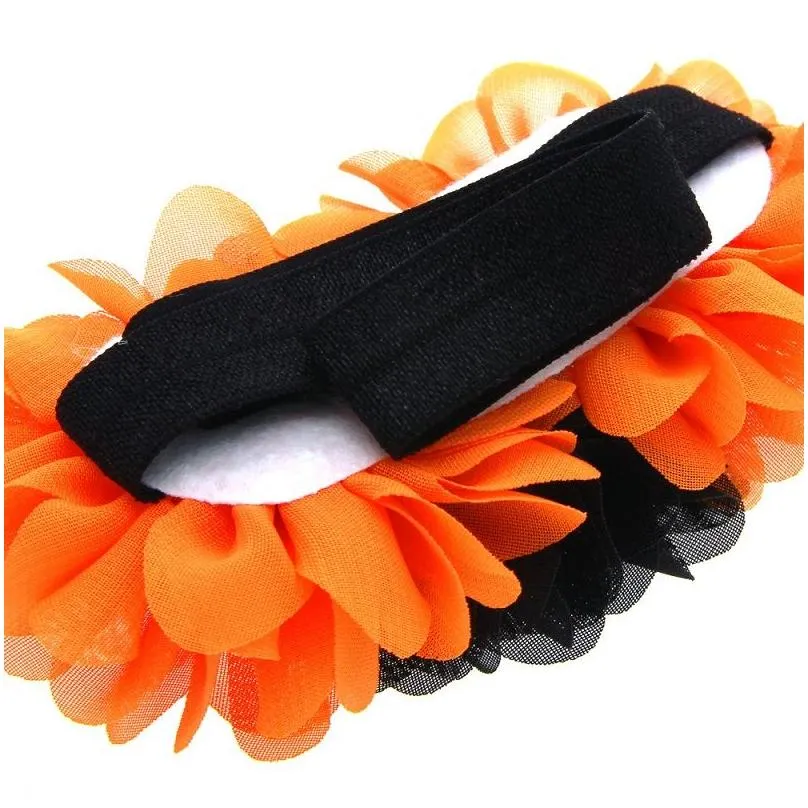 Hair Accessories Baby Girls Halloween Headband Pumpkin Headbands Orange Chiffon Flower Head Band Newborn Shower Gift Po Prop Drop Deli Dh5Qx