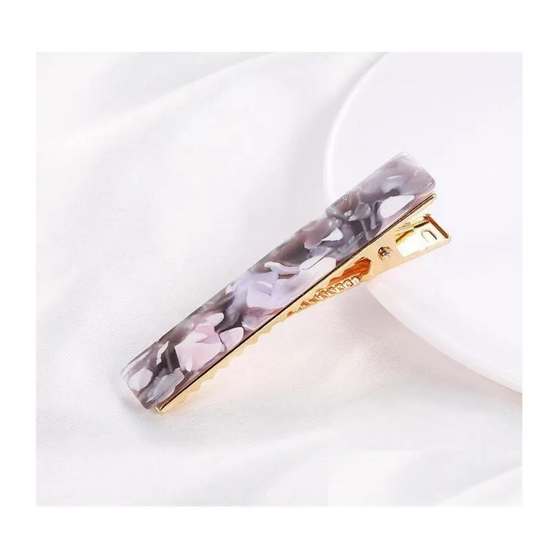 Hair Clips & Barrettes Acrylic Clip For Girls Women Water Drop Shape Leopard Marble Textured Geometric Duckbill Barrette Hairpin Acce Dhn5P