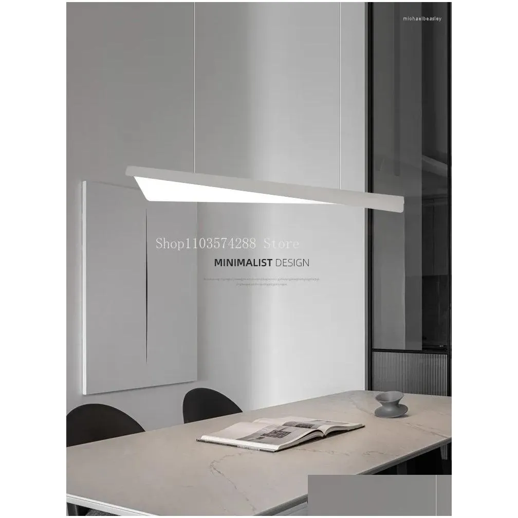 Chandeliers White Minimalist Modern LED Chandelier Nordic Dining Room Kitchen Island Long Pendant Lamp Bar Office Hanging Light