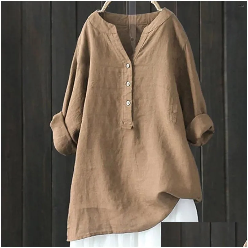 Women`s Blouses Summer 2024 Casual Loose Cotton Linen Blouse Plus Size Shirt Women Long Sleeved Oversize Vintage Elegant Button