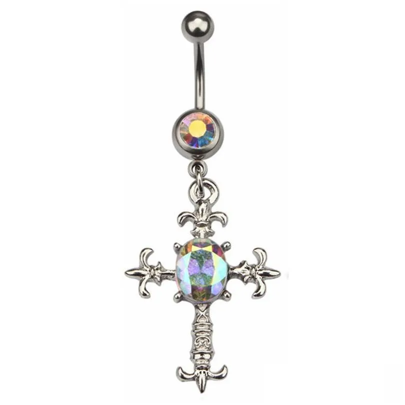 D0550 Cross Belly Navel Button Ring Mix Colors01234562997302