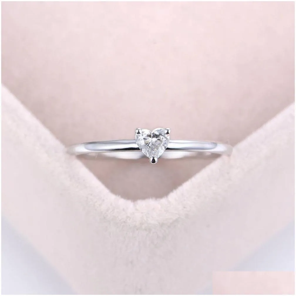 Ring For Women Little Heart Thin Knuckle Rings Light Yellow Gold Color Daily Fashion Jewelry KAR173
