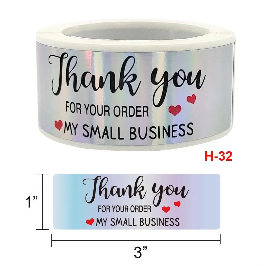 Labels & Tags Wholesale 1X3Inch Holographic Thank You Bag And Box Gift Sealing Sticker Label Rainbow Self Seal Packing Homemade Diy Pa Dhzfy