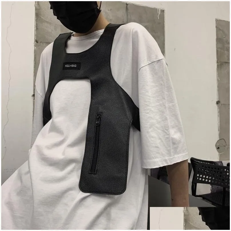 Men`S T-Shirts Cool Vest For Men Trendy Streetwear Tactical Light Accessory Rap Brand Match Women Hip-Hop Harness Cloth 220419 Drop De Dh1Ul