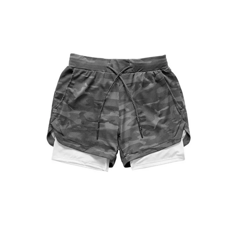 Men`S Shorts Mens Camouflage Running 2-In-1 Double Layer Quick Dry Gym Sports Fitness Jogging Training Drop Delivery Apparel Clothing Dhocr